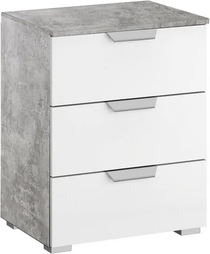 Vyšší nočný stolík Aditio, šedý beton/bílá