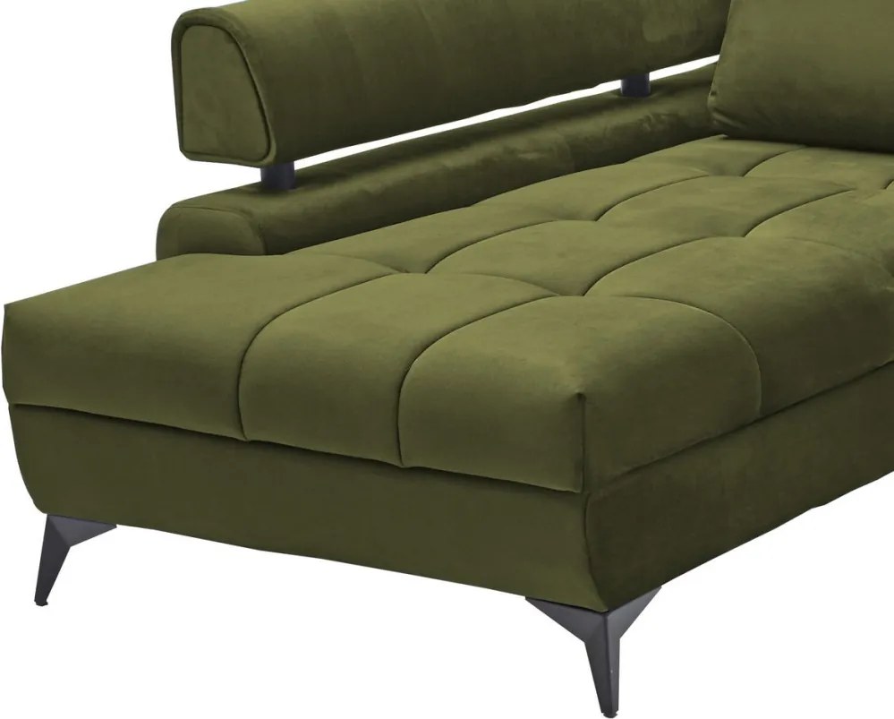 Rohová sedacia súprava Paris, machová zelená látka, ľavý roh