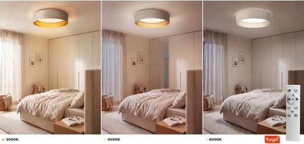 BRILAGI-LED stmievateľné veľké SMART stropné svietidlo 36W/230V 3000–6000K, priemer 55 cm, krémová/zlatá WT+DO