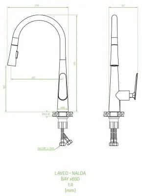 Laveo Nalda, kuchynská batéria stojaca h-415, čierna, LAV-BAY_769D