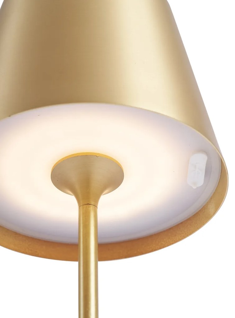 Moderná stolná lampa zlatá 37 cm vrátane LED stmievateľná IP54 nabíjateľná - Topi