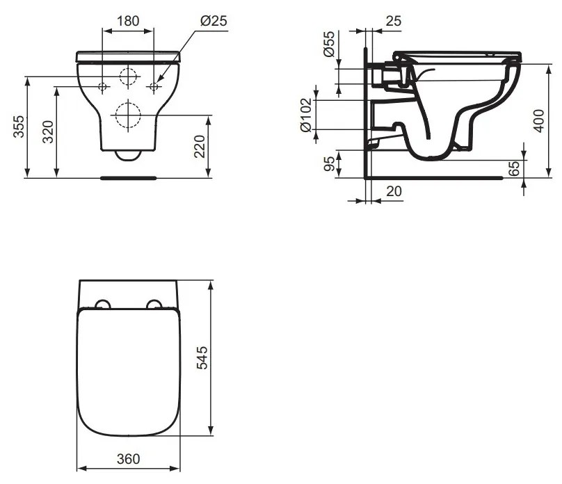 Ideal Standard Ideal Standard i.life A - Závesné WC, RimLS+, biela T471701