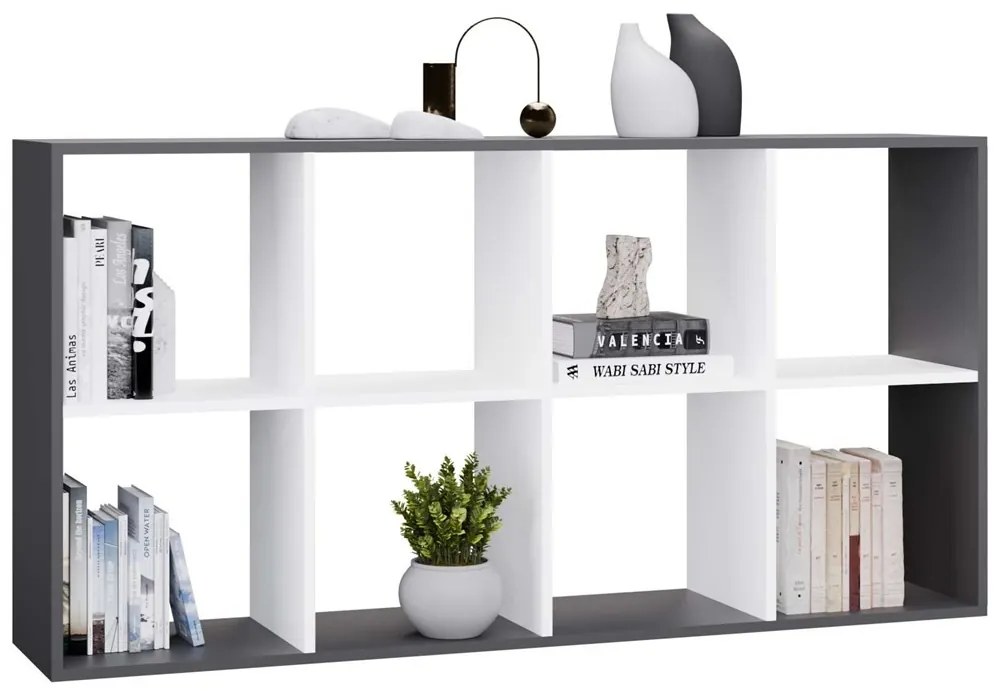 Regál Malax 2x4 147 cm antracit/bílý