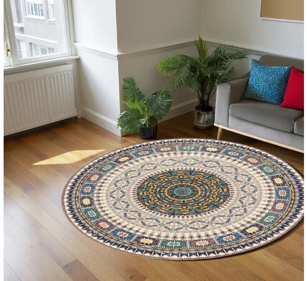 Okrúhly vzorovaný koberec Oriental Rozmer: 90 cm