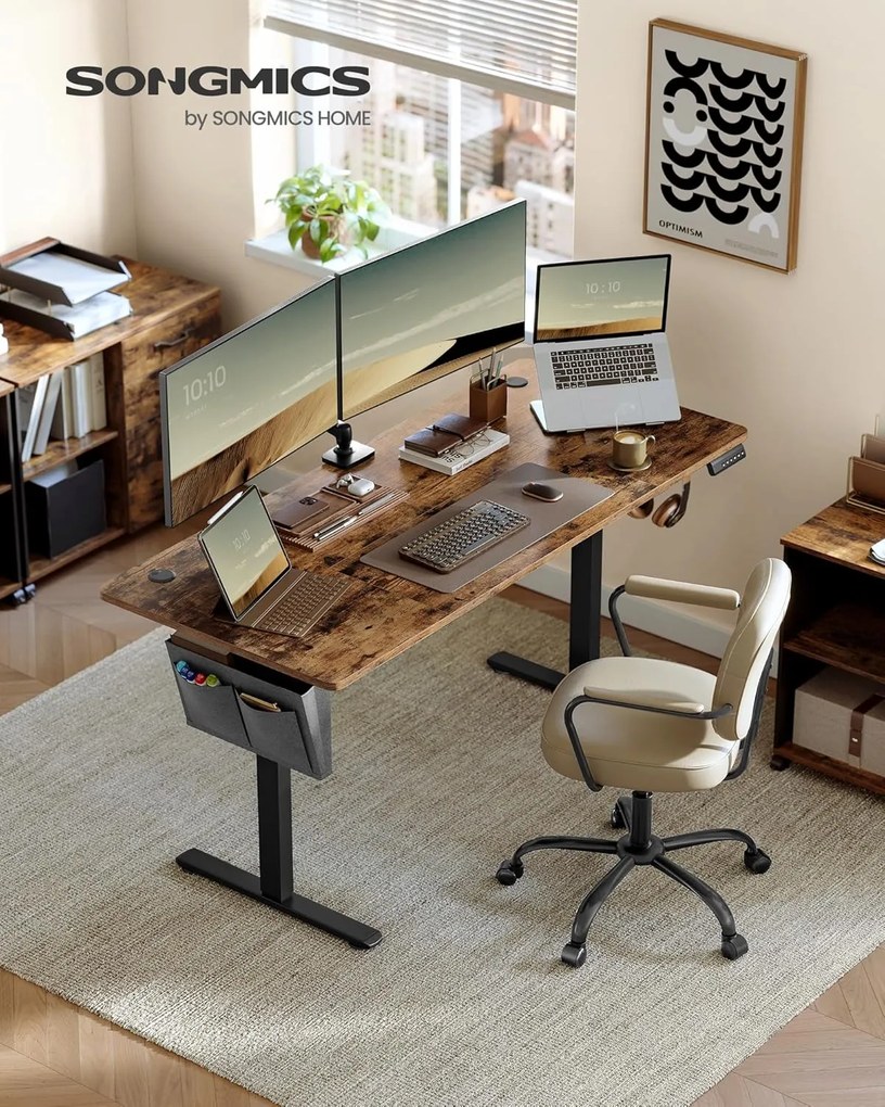 Pracovní stůl Vasagle Memory elektricky nastavitelný hnědý/černý