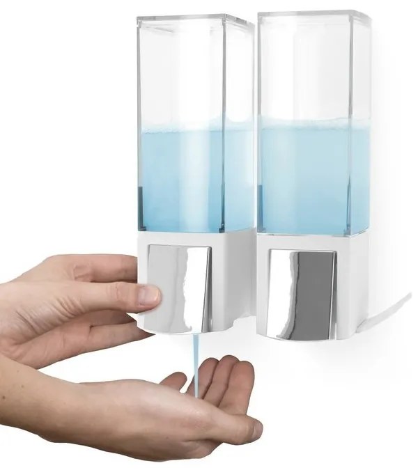 Dávkovač mydla Compactor Edge, 2 x 500 ml, biela