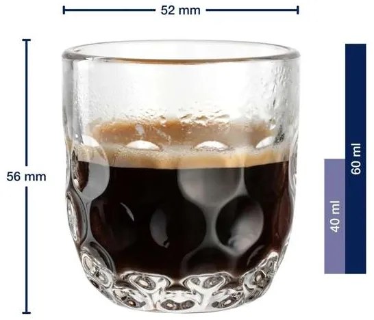 Leonardo poháre na espresso s tanierikmi Gocce 60 ml 6 ks