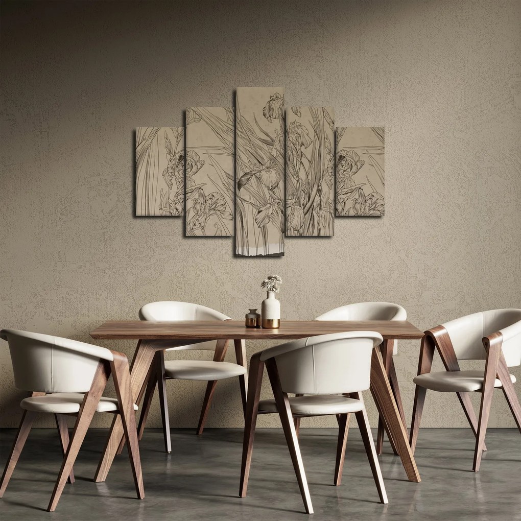 Obraz - Obrysy rastlín (150x105 cm)