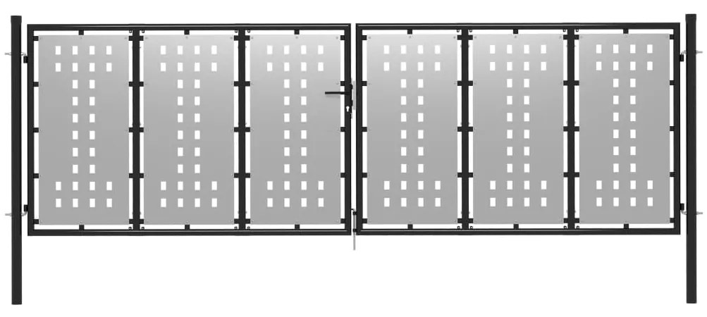 vidaXL Záhradná brána oceľová 400x75 cm strieborná
