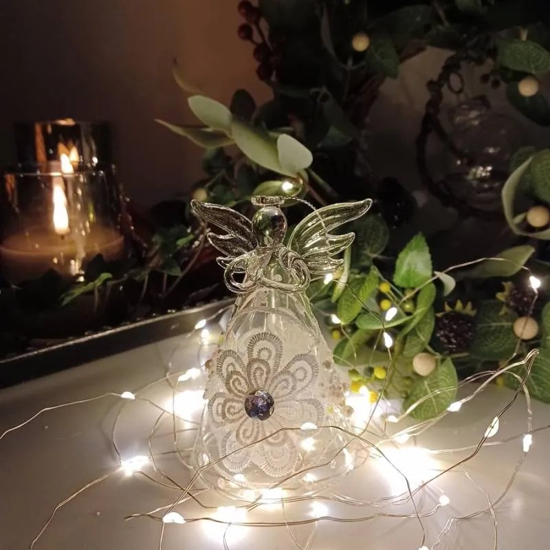 DECOLED Sklenený anjel, 7 x 11 cm