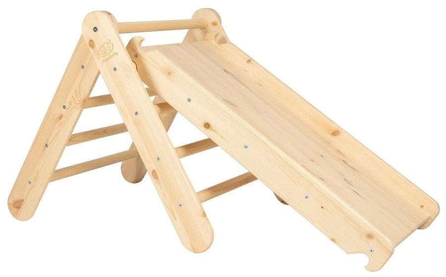 Pikler trojuholník z borovicového dreva v prírodnej farbe 46x87x60 cm Montessori – Meowbaby