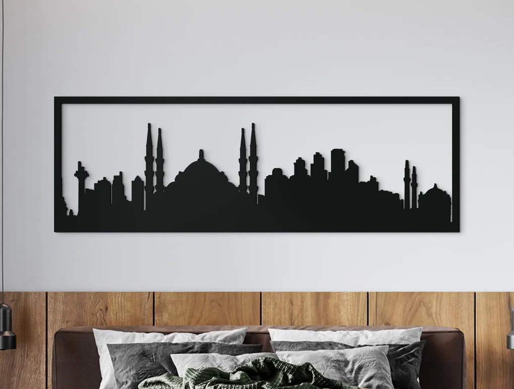 drevko Obraz Istanbul panoráma Rozmer obrazu: 29,5 x 89 cm, Farba dekorácie: Čierna