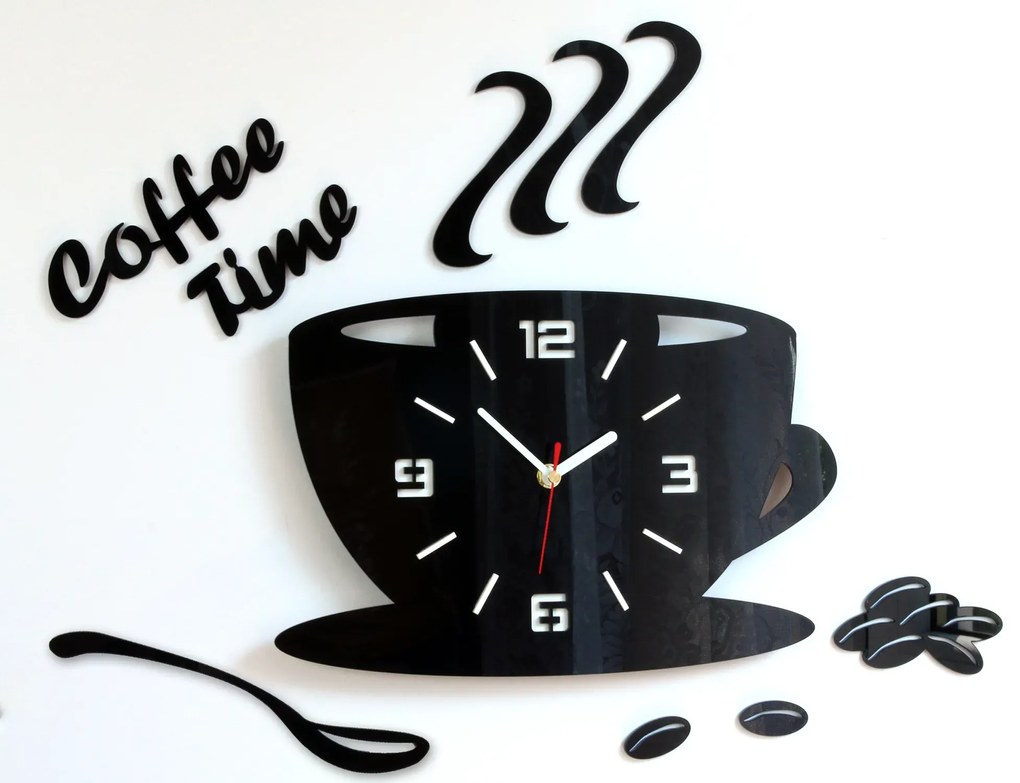Nástěnné hodiny Coffee černé