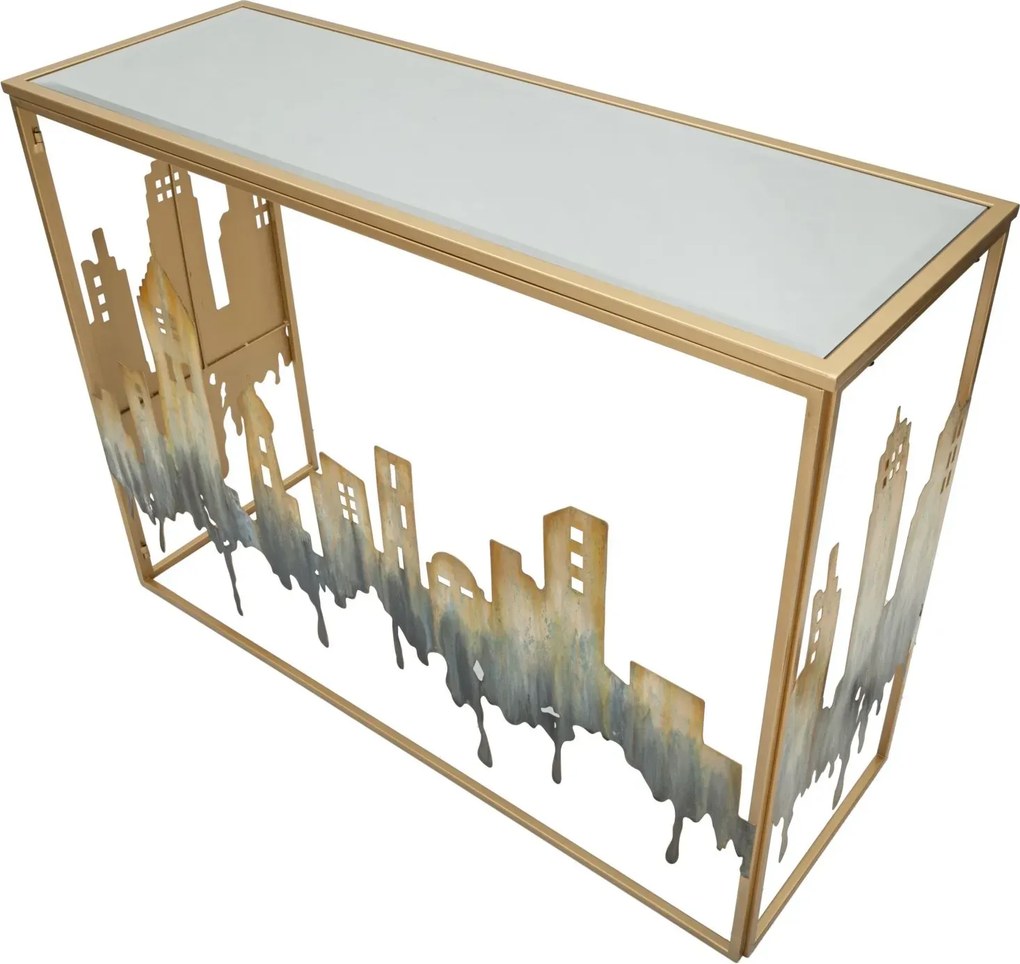 Konzolový stolík City 110 cm zlatý/viacfarebný
