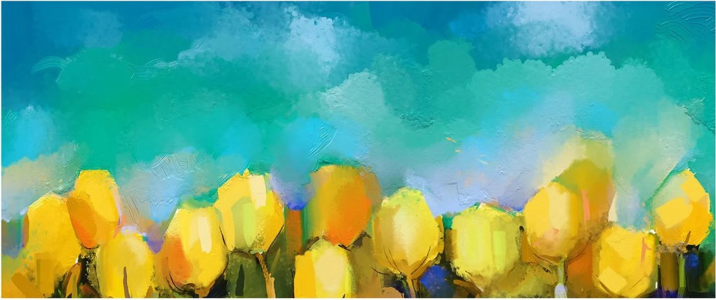 Obraz žltých tulipánov (120x50 cm)