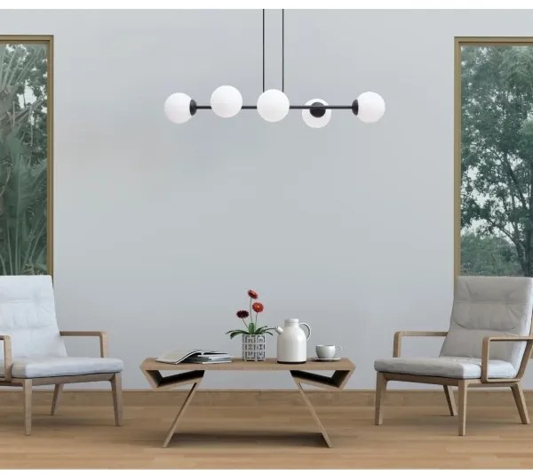 Luster na lanku FIRA 5xE27/60W/230V čierna