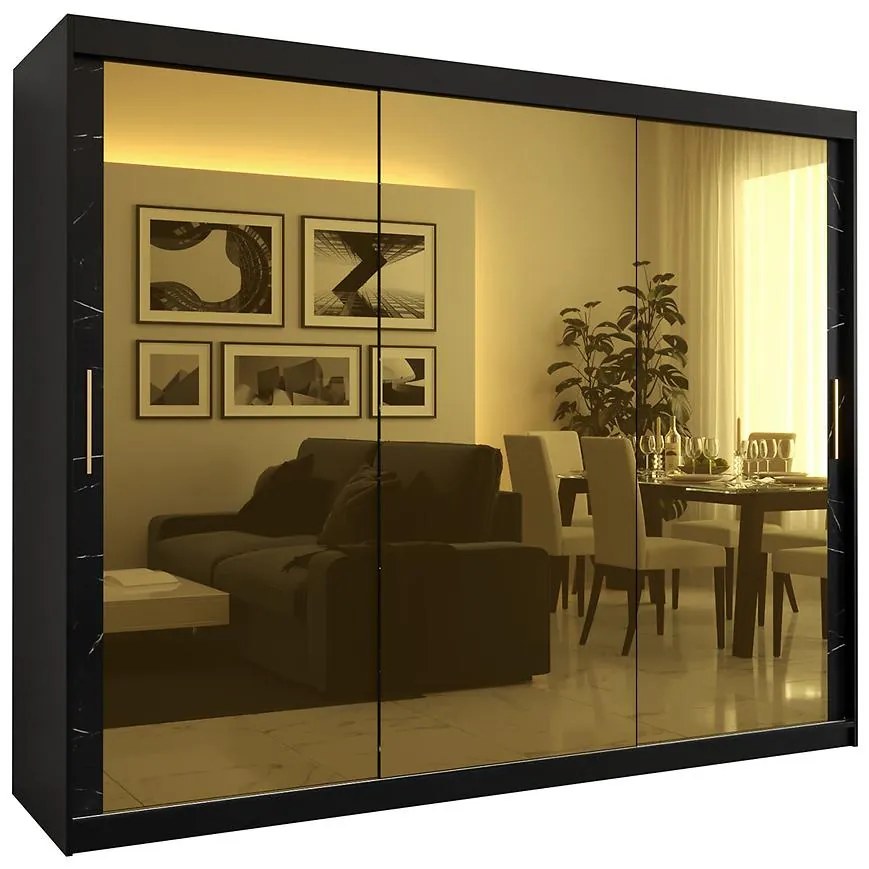 Skriňa Platinum T3 250 čierna marmur/čierna