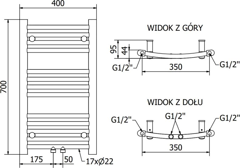 Mexen Ares, vykurovacie teleso 700x400 mm, 240 W, čierna, W102-0700-400-00-70