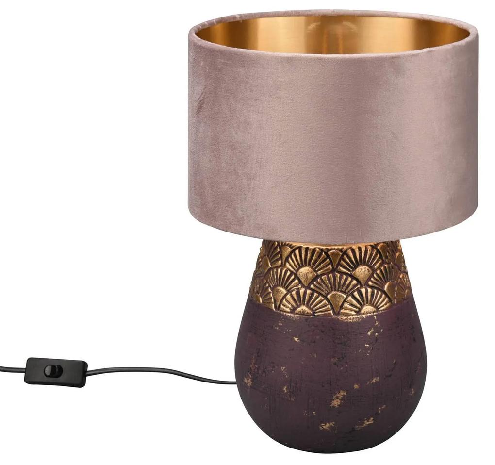 Stolová lampa Kiran, Ø 26 cm, keramika, hnedá