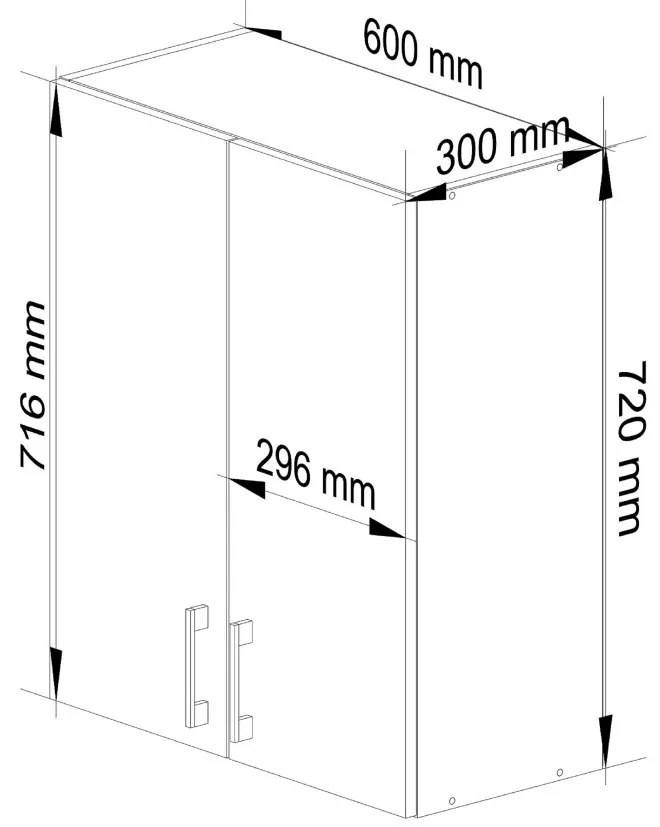Kuchynská závesná skrinka Š 60cm D2 H720 Artus biela/sonoma