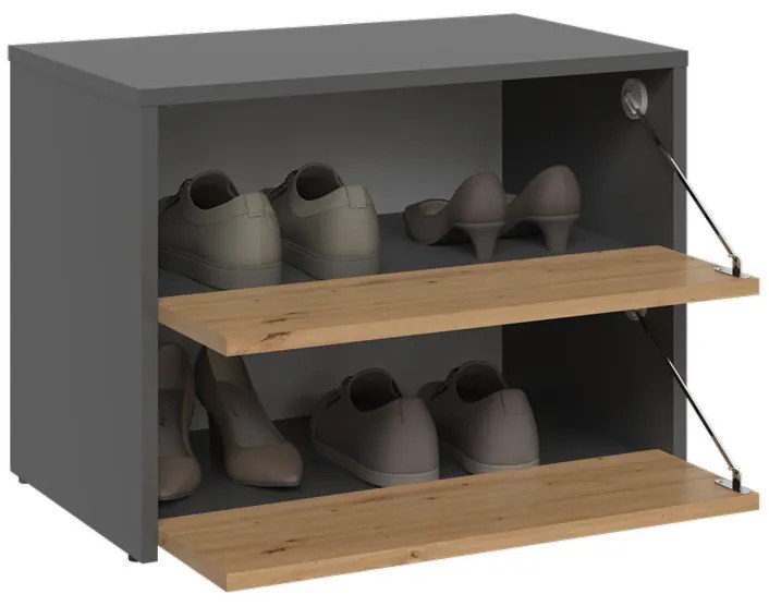 Botník (skrinka na topánky) Metido 1 (antracit + dub artisan). Akcia -19%. Vlastná spoľahlivá doprava až k Vám domov. 1132580