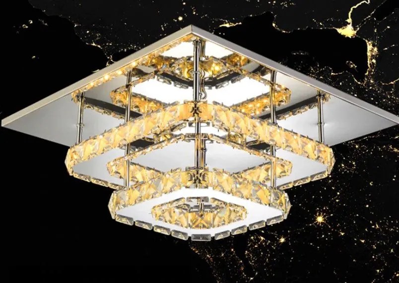 Toolight - LED krištáľová stropná lampa 8W štvorcová 30x30cm APP409-C, teplé svetlo 3000K, OSW-65007