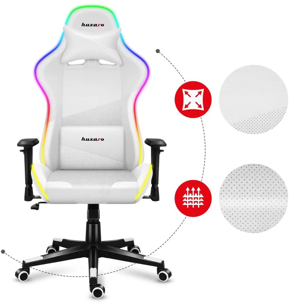 Herné kreslo Fusion 6.2 (biela + viacfarebná) (s LED osvetlením). Akcia -20%. Vlastná spoľahlivá doprava až k Vám domov. 1087488