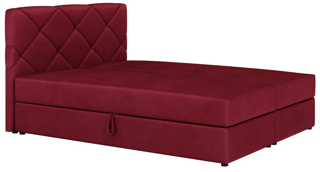 Manželská posteľ Boxspring 140x200 cm Karum Comfort (bordová) (s roštom a matracom). Akcia -20%. Vlastná spoľahlivá doprava až k Vám domov. 1056022