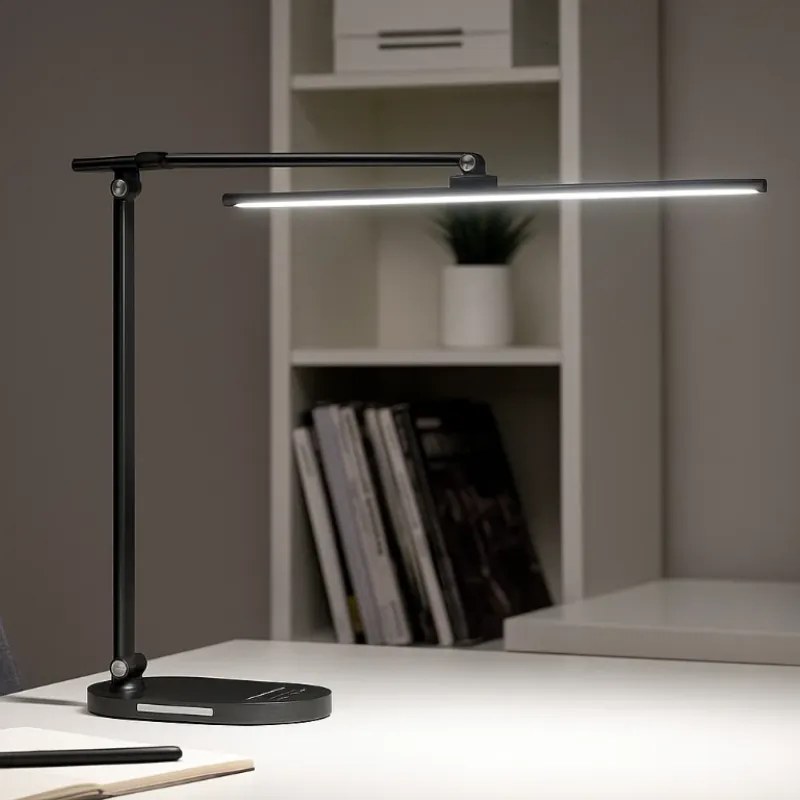 Stolná LED lampa VOLTIA s bezdrôtovou nabíjačkou a USB