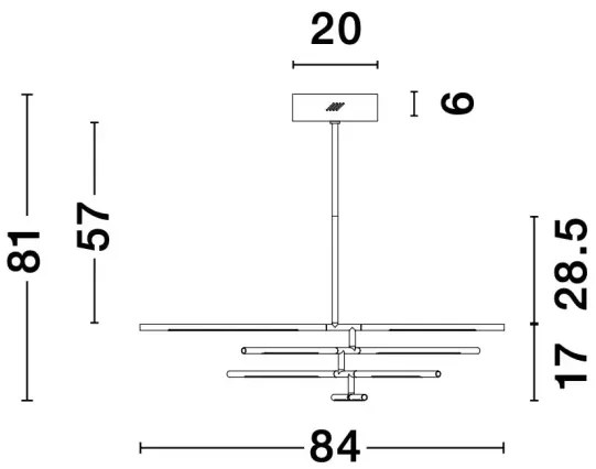 LED luster Raccio 84 čierne