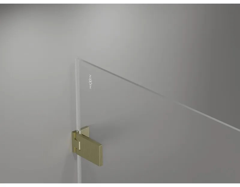 Mexen Lunar-F L, skladací sprchový kút ľavý 85 x 80 cm, 8mm číre sklo, zlatý matný profil, 836L-085-080-55-00-L