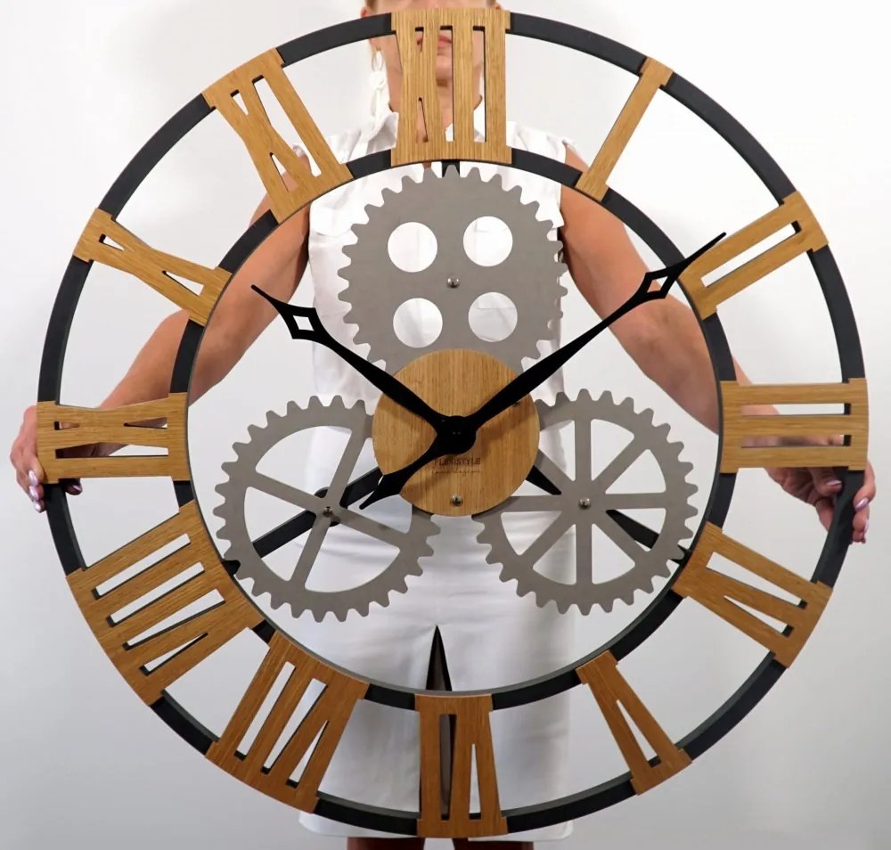 Unikátné nástenné hodiny v industriálnom štýle 80 cm