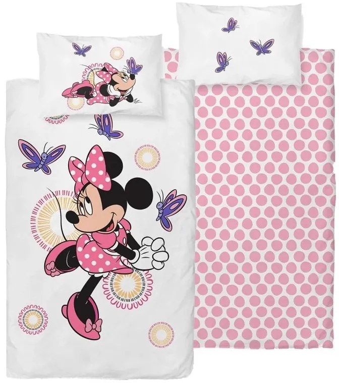 Obliečky do postieľky Minnie a Motýliky 100x135/40x60 cm