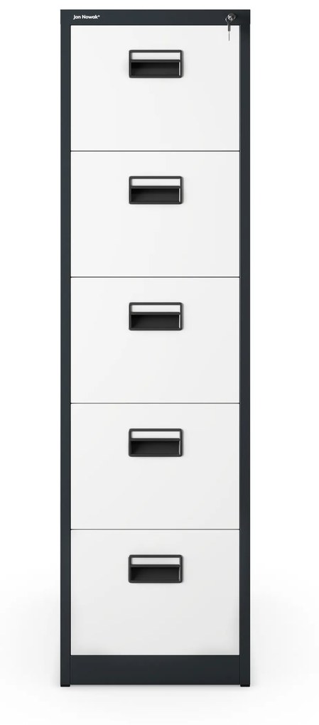 Kovová kartotéka, 5 zásuviek SARA V5, 460 x 1630 x 620 mm, antracitovo-biela