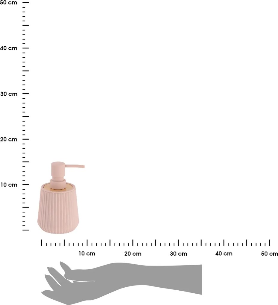 Dávkovač mydla Roza, ružová/s drevenými prvkami, 250 ml