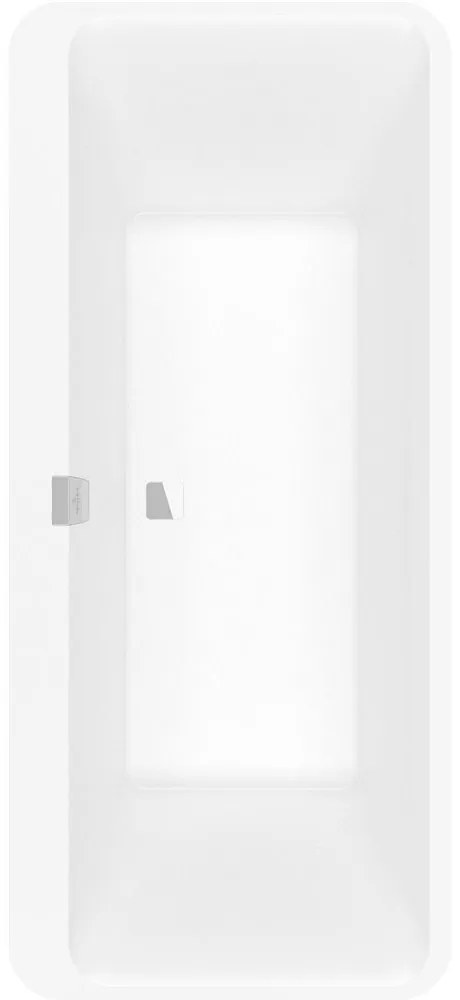 VILLEROY &amp; BOCH Squaro Edge 12 Excellence voľne stojaca vaňa z materiálu Quaryl (bez spoja medzi panelom a vaňou), odtok v strede, 1800 x 800 x 620 mm, Colour on Demand, Stone White, UBQ180SQE9W2BCV-RW