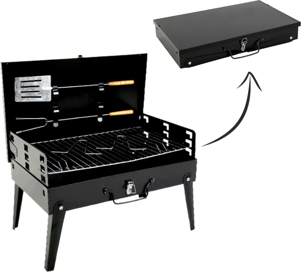 CH Skladací prenosný gril na drevené uhlie s príslušenstvom