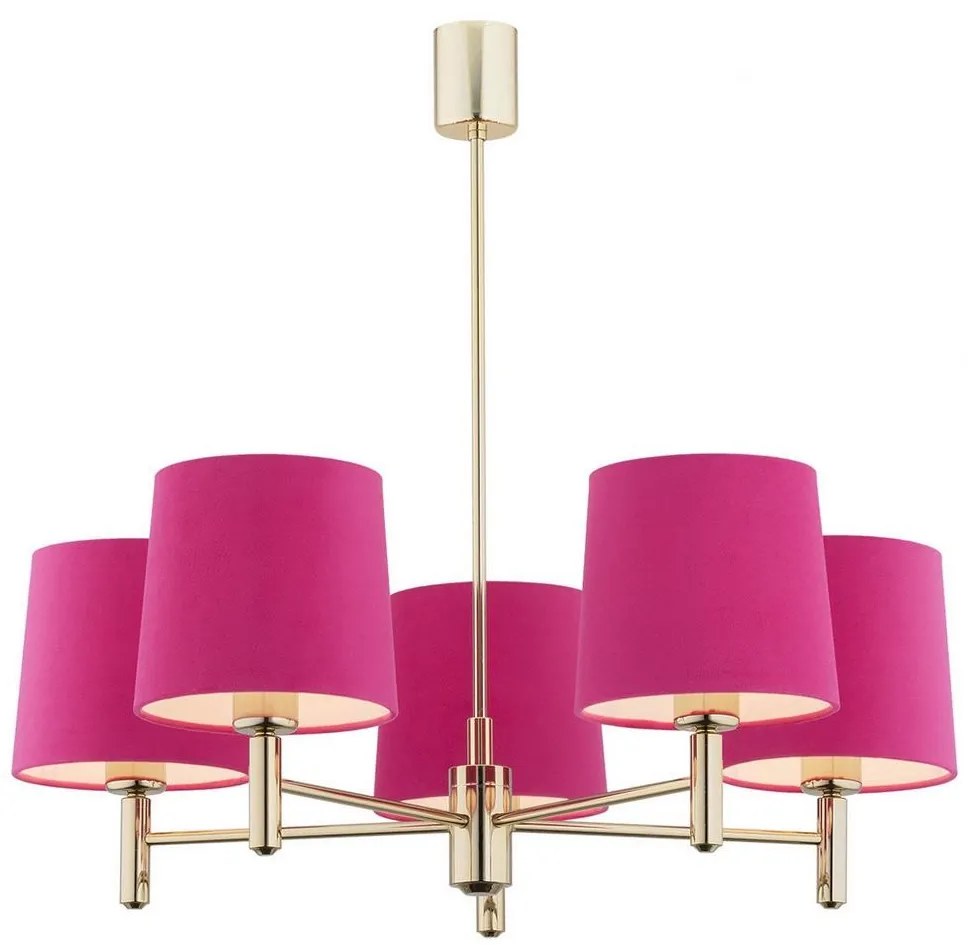 Argon 2089 - Luster na tyči PONTE 5xE27/15W/230V mosadz/ružová