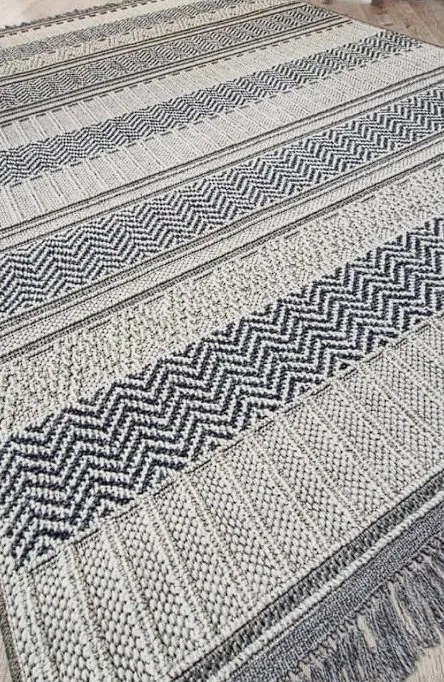 Pruhovaný koberec v boho štýle Boho 878-S – sivo-béžový Rozmer: 200x290 cm