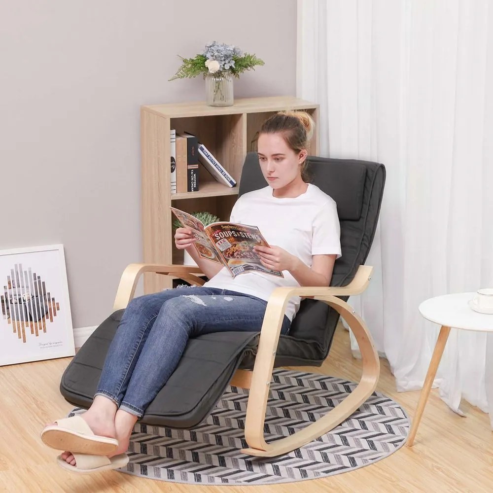 SongmicsHome Hojdacie kreslo, leňoška SWING nosnosť 150kg, 67x115x91cm, antracitová