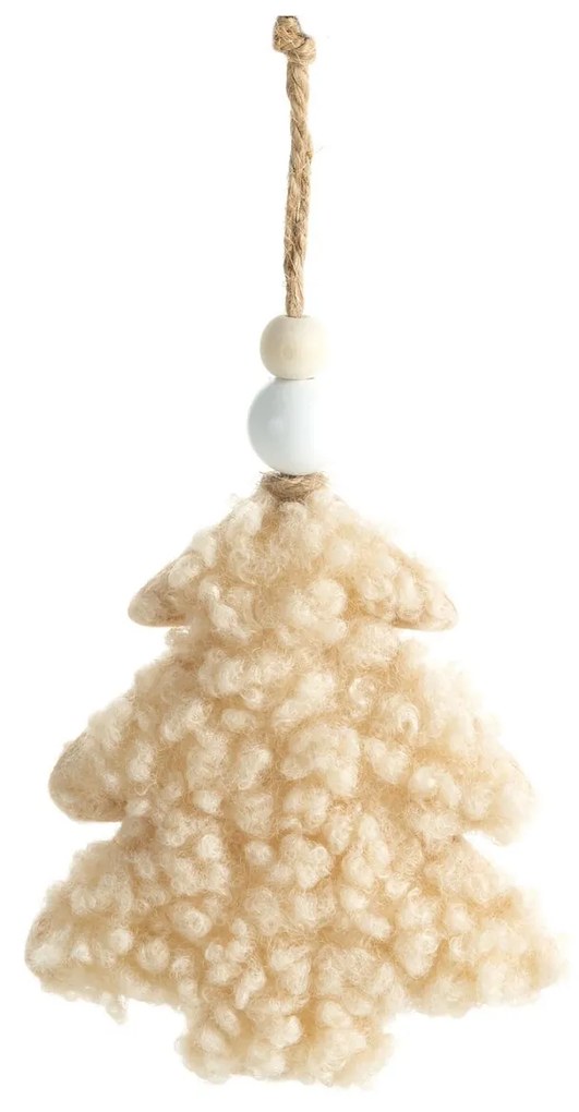 VIANOČNÁ DEKORÁCIA WOOL SADA 12KS 16X8 CM BÉŽOVÁ