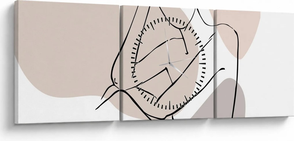 Obraz - Woman body line art N⁰1 (s hodinami) (90x30 cm)