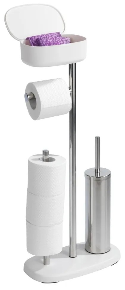 Biely/v striebornej farbe stojan na toaletný papier so štetkou z nehrdzavejúcej ocele Rivazza – Wenko