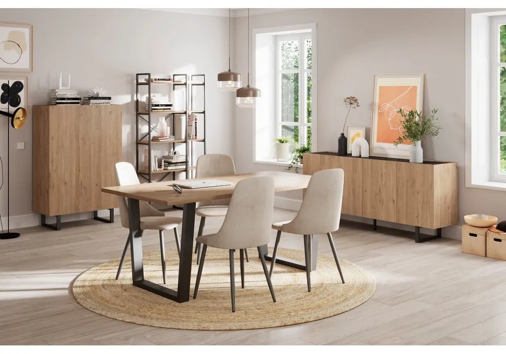 Jedálenský stôl s doskou v dubovom dekore 100x180 cm Francesca - Marckeric