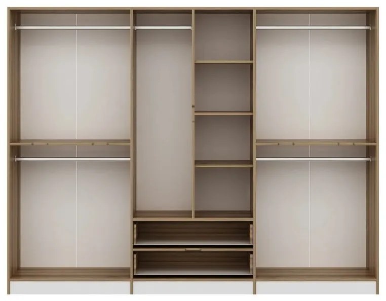 Šatníková skriňa Elina 270 cm biela/orech