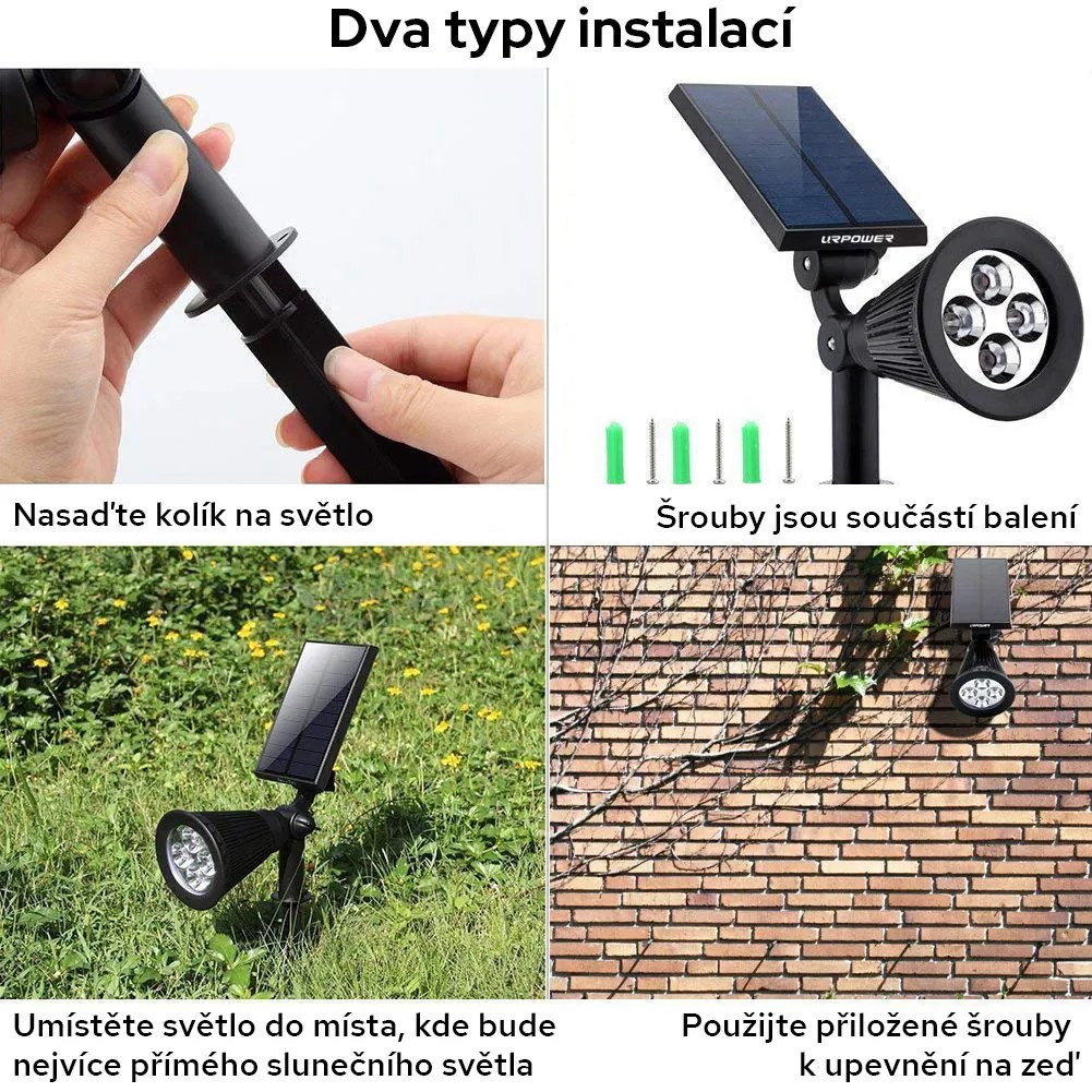 Bezdoteku LEDSolar 4 solárne vonkajšie svetlo svietidlo do zeme 2 ks, 4 LED, bezdrôtové, iPRO, 1W, studená            farba