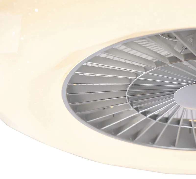 Stropný ventilátor strieborný vrátane LED s hviezdicovým efektom stmievateľný - Clima
