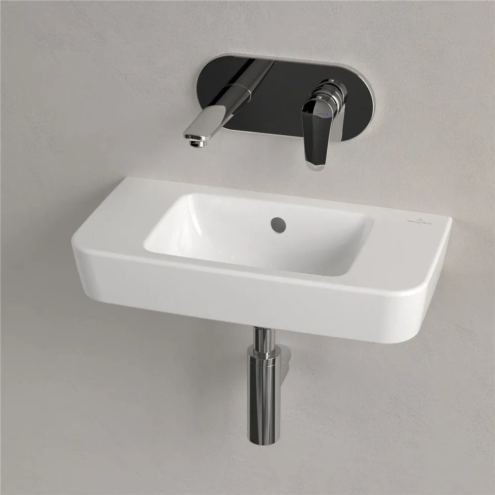 VILLEROY & BOCH O.novo Compact závesné umývadielko bez otvoru, s prepadom, 500 x 250 mm, biela alpská, s povrchom CeramicPlus, 434252R1