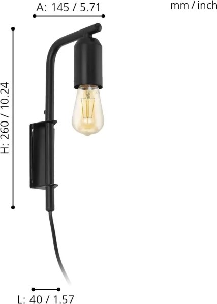 Eglo 98064 - Nástenné svietidlo ADRI 1xE27/60W/230V