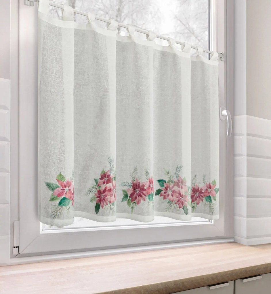 KRÁTKA VIANOČNÁ ZÁCLONA NA PÚTKACH XMAS3 90X150 CM VZOROVANÁ